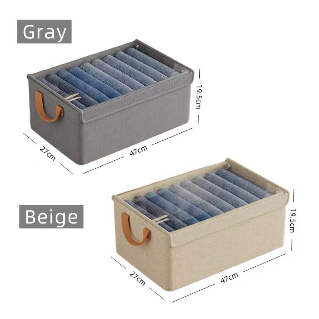 กล่องใส่ของ กล่องใส่ผ้า พับได้ มีฝาปิด กล่องเก็บของโครงเหล็ก ผ้าฝ้ายลินิน ใส่เสื้อผ้า KKHOME - รูปที่ 7