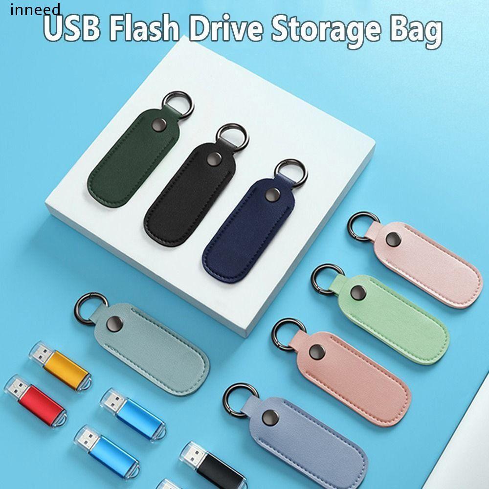 INNEED กระเป๋าเก็บของฝาครอบป้องกันหนังที่ใส่แฟลชไดรฟ์ USB | กระเป๋าใส่แฟลชไดรฟ์ USB | กระเป๋าเก็บของ | หนังพีวีซี | 8 สี