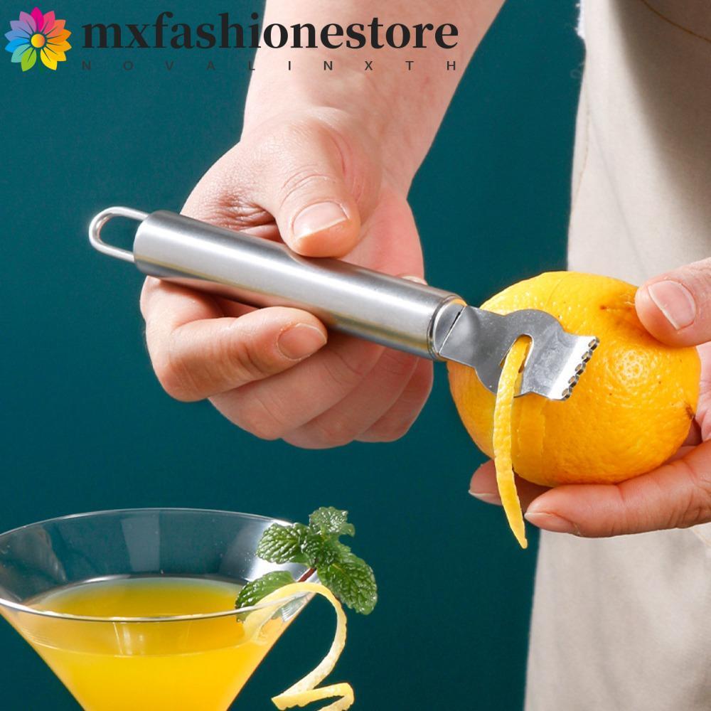 MXFASHIONE Lemon Zester, แขวนห่วงคู่มือเครื่องขูดผลไม้ซิตรัส, มัลติฟังก์ชั่นกันสนิมสแตนเลสช็อกโกแลต 