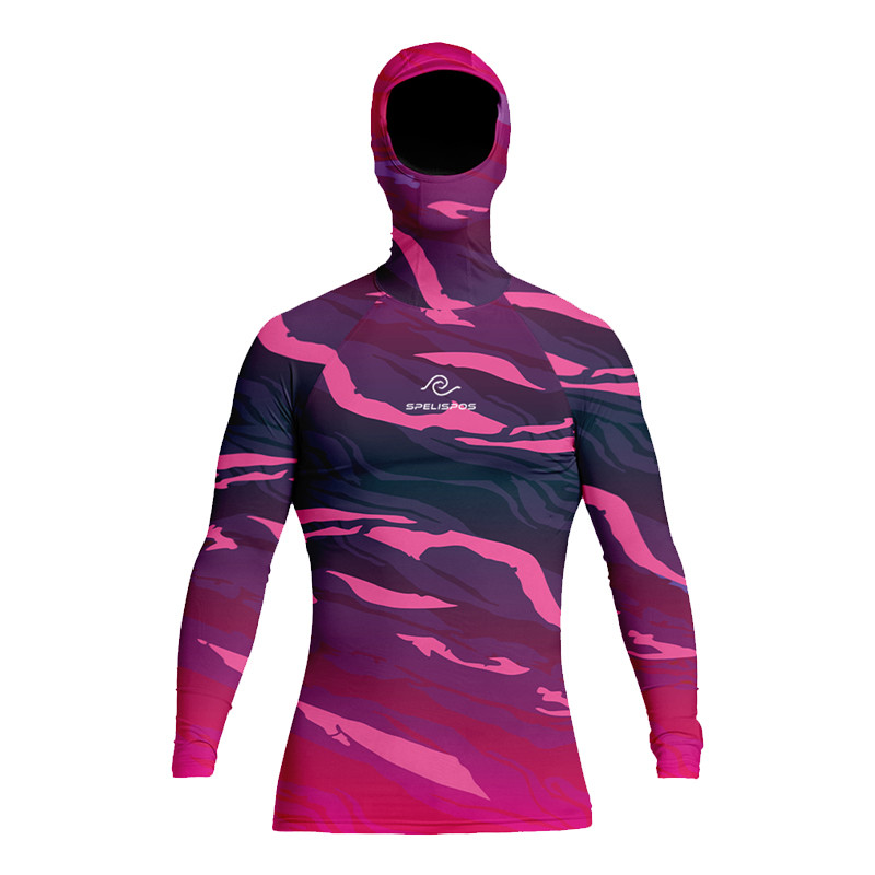 Surfing Hoodies ฟิตเนสว่ายน้ําผู้ชาย Lycra ดําน้ําเสื้อยืดแน่น Rash Guard ชุดว่ายน้ําฤดูร้อน UV Hood หมวก Beach Floatsuit Top