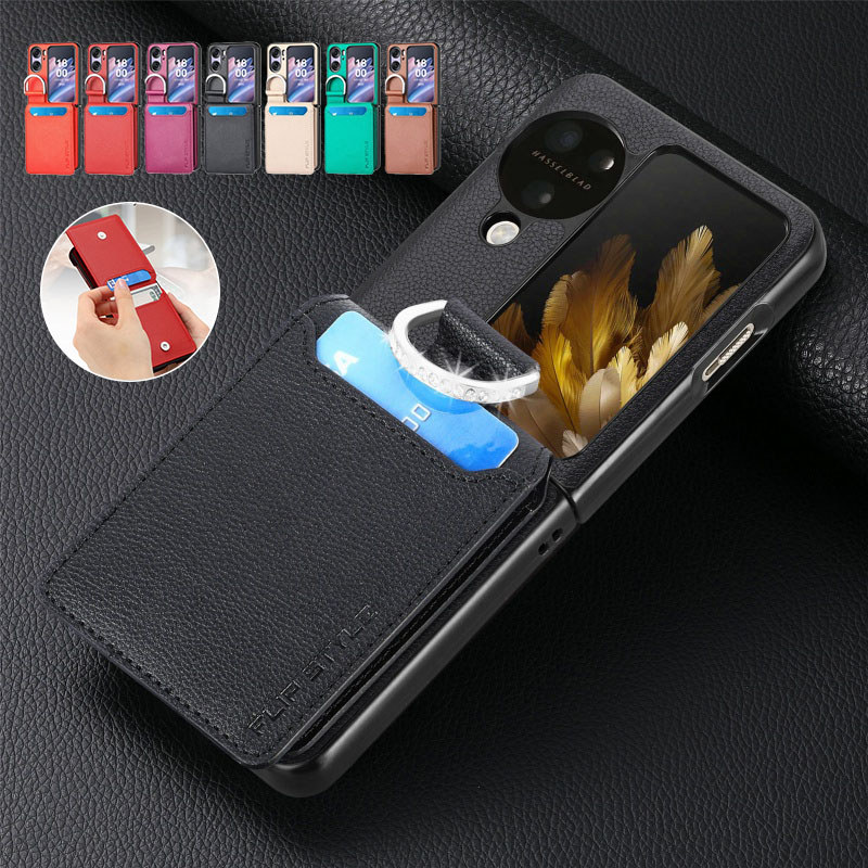 หรูหราหนัง PU สําหรับ OPPO ค้นหา N3 Flip N2 Flip กระเป๋าสตางค์แหวนผู้ถือบัตรป้องกันกันกระแทกปกหลัง F