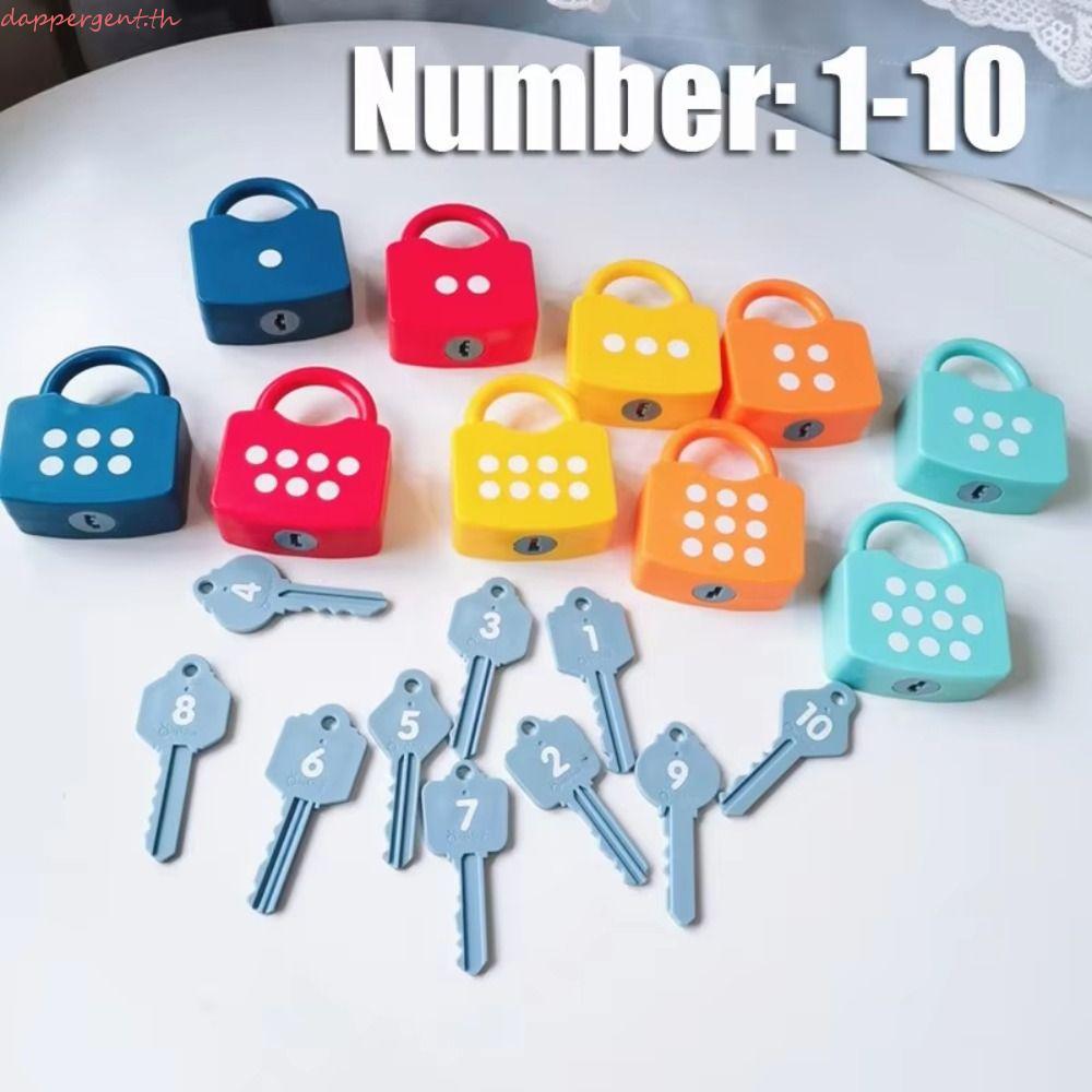 DAPPERGENT Number Lock Key Toys, Math Count ปลดล็อค Key Early Educational Toys, Boys Girls Word ความ