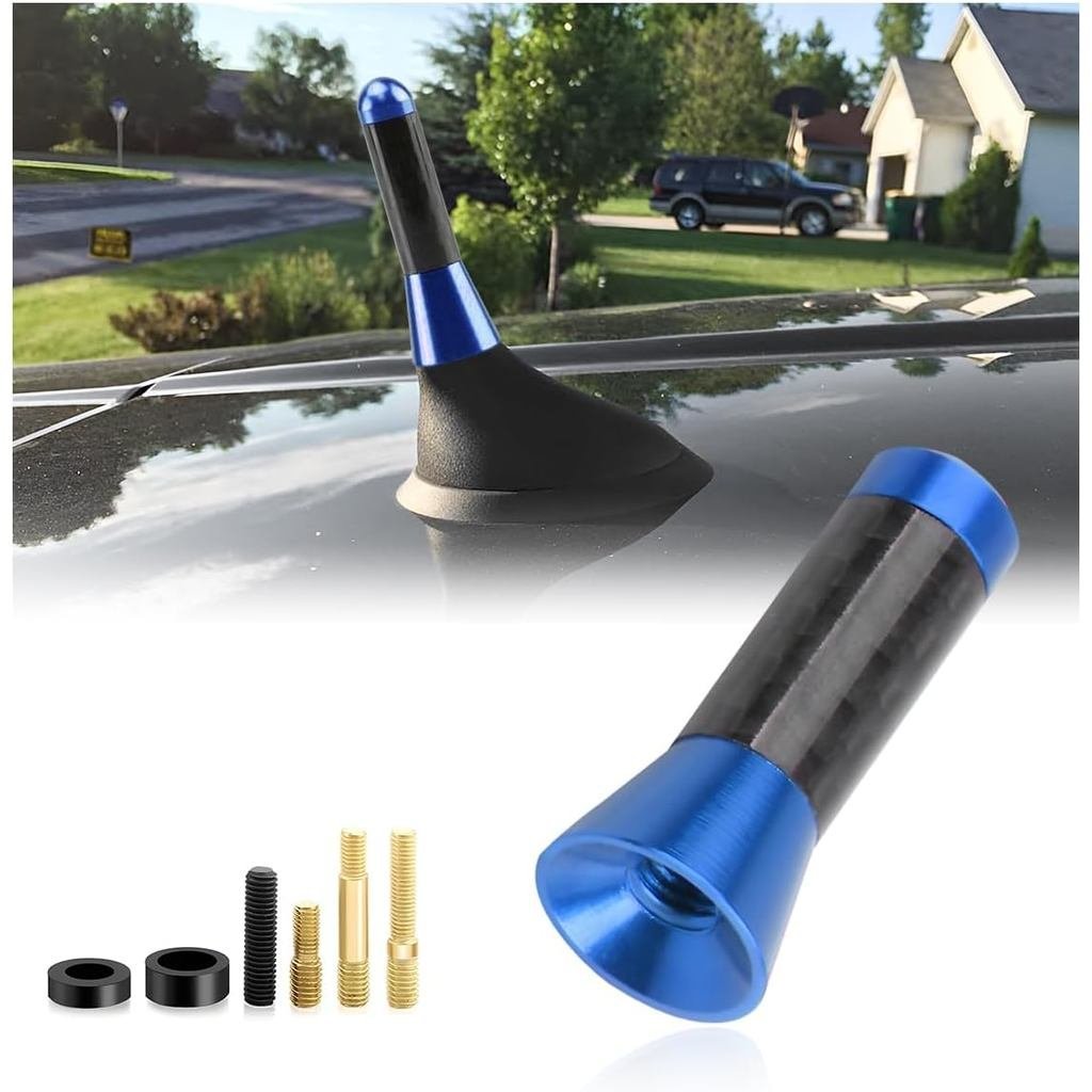 Car Short Antenna, 1.37 Inch Stubby Aluminum Alloy Radio Antenna Replacement with Screws Rubber Gask