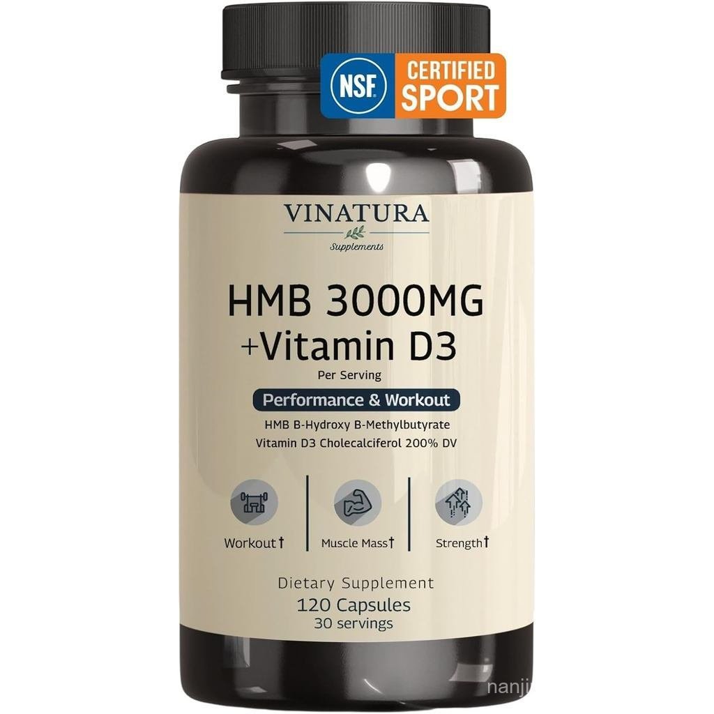 แคปซูลอาหารเสริม HMB 3000 มก. และวิตามิน D3 มีจําหน่าย * ผลิตในสหรัฐอเมริกาและทดสอบ * ส่งเสริมการเจร