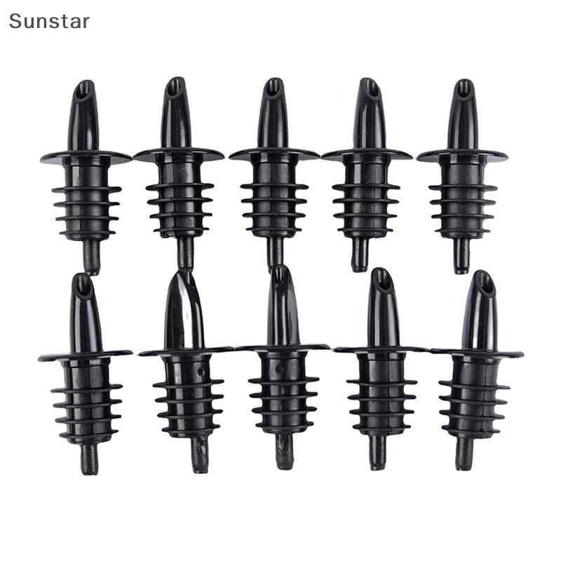 Sunstar 10 ชิ้นฟรี-Flow ขวดเหล้า Pourer ขวดพลาสติก Pourer สุรา Pour Spouts Bar ไวน์อุปกรณ์เสริม