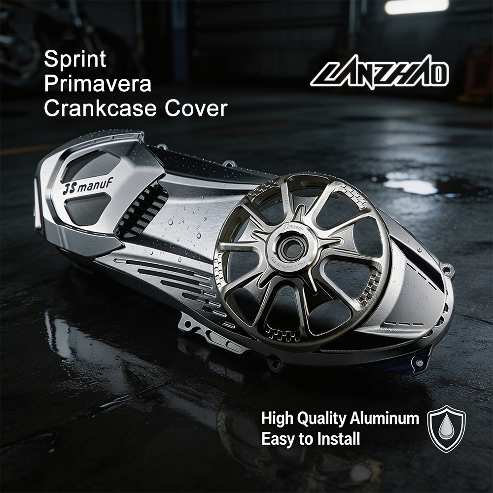 JS Manuf CVT ฝาครอบข้อเหวี่ยงฝาครอบเกียร์ CNC สําหรับ Vespa Sprint / Primavera / S / LX