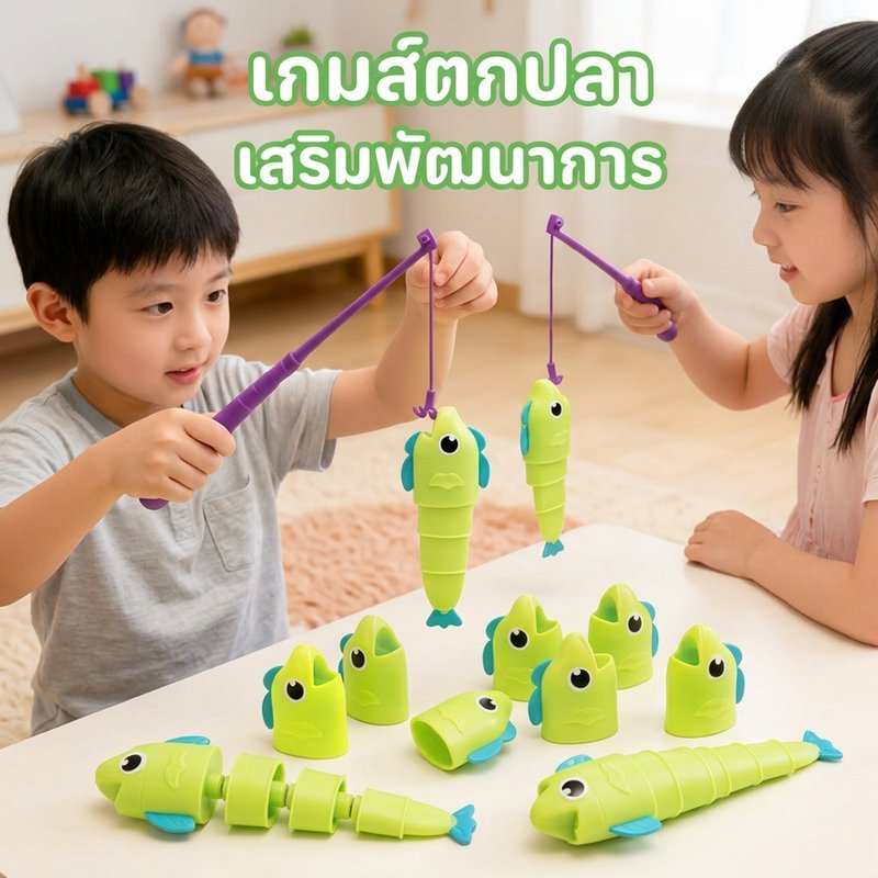 เกมส์ตกปลา ยืดหด ของเล่นเด็ก เกมกระดาน แข่งขัน 1-4 คน ฝึกสอดคล้องมือตา พัฒนาการเด็ก สบายปลอดภัย