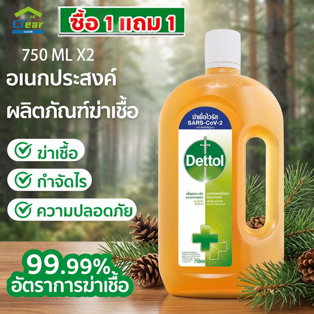 ซื้อ 1 แถม 1 𝗗𝗲𝘁𝘁𝗼𝗹  เดทตอล น้ำยาทำความสะอาดพื้น มัลติยูส ฆ่าเชื้อแบคทีเรีย ใช้ได้หลายพื้นผิว 750มล