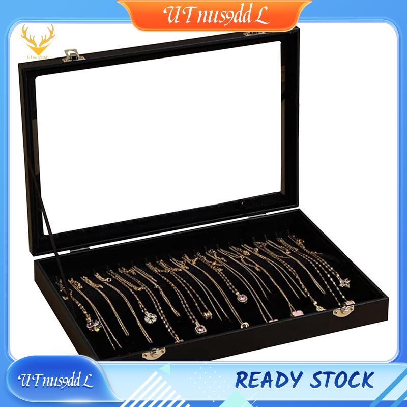 [UTnus9ddL] 20ตะขอสร้อยคอออแกไนเซอร์กล่องสร้อยคอแสดงกรณีเครื่องประดับถาดสร้อยคอที่เก็บผู้ถือที่มีฝาป