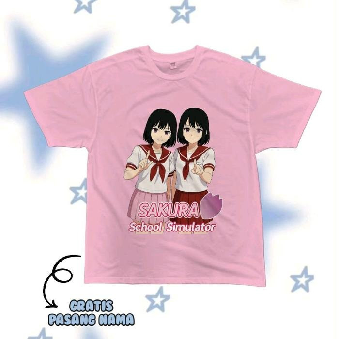 เสื้อยืดเด็ก Sakura High School Lucu Bahan Katun – Anime Sakura School Gratis Pasang   Perempuan Lucu Fashion 100-150CM