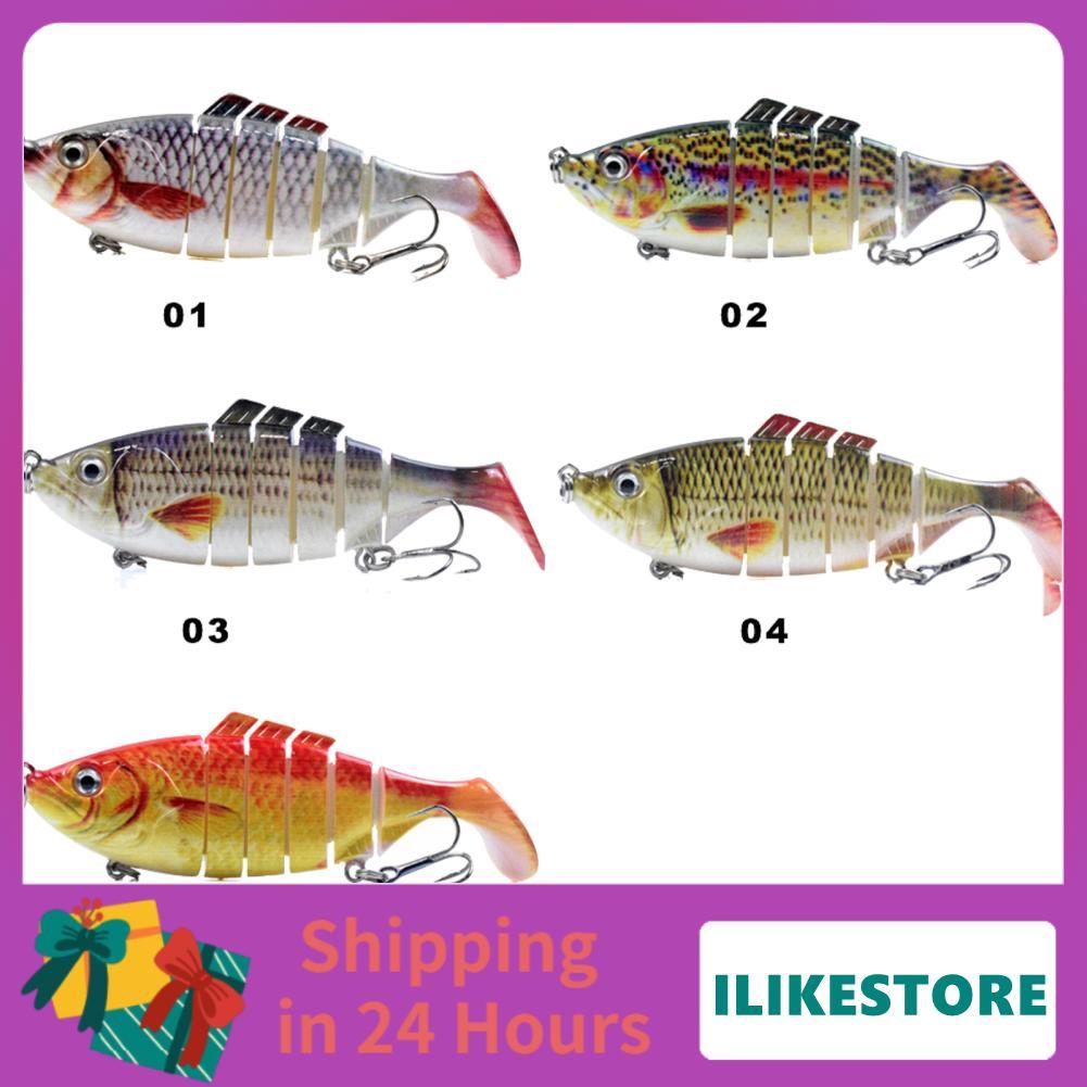 Ilikestore 3.9 นิ้ว / 0.6 ออนซ์ เหยื่อตกปลาสำหรับปลาเทราท์เบส 6 ส่วน Hard Body พร้อมตะขอแหลม ชีวิตเห
