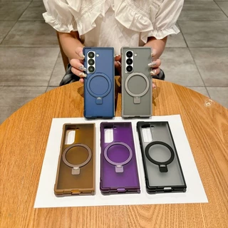 SAMSUNG เคสแม่เหล็กป้องกันมุมสี่มุม สําหรับ Galaxy Z Fold 7/6/5/4 พร้อมที่วางแหวนโลหะ