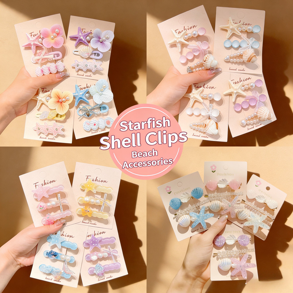 Ocean Shell กิ๊บติดผม ออกแบบปลาดาวและDuckbill สำหรับเครื่องประดับผม