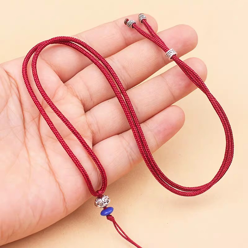 Adjustable Alloy Spacer Lotus Lanyard yu Pei ซองแขวนคอสร้อยคอจี้เชือกผู้ชายผู้หญิงเชือกเรียบง่าย