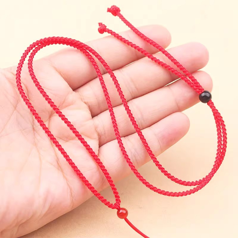 ปรับลูกปัดสีดําเชือกสับปะรด diy จี้ Amulet สร้อยคอ Lanyard Simple yu Pei สีแดงสีดําแขวนคอเชือกผู้ชาย