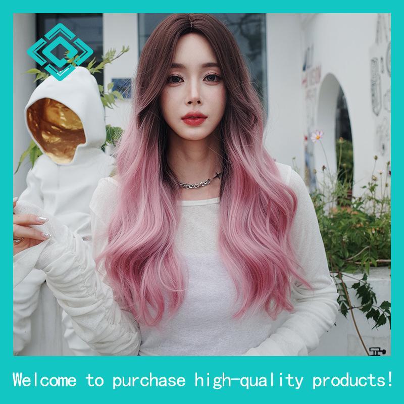 7jhh WIGS C-0379 สินค้าใหม่ วิกผมหยิกยาว สีม่วงพีช ไล่โทนสี สําหรับผู้หญิง