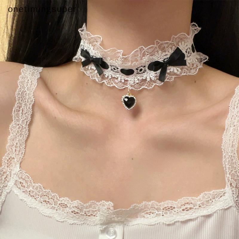 สร้อยคอมุกสั้นสำหรับผู้หญิง ดีไซน์พวงมาลัยหัวใจแบบโกธิก สำหรับคอสเพลย์ OTOP