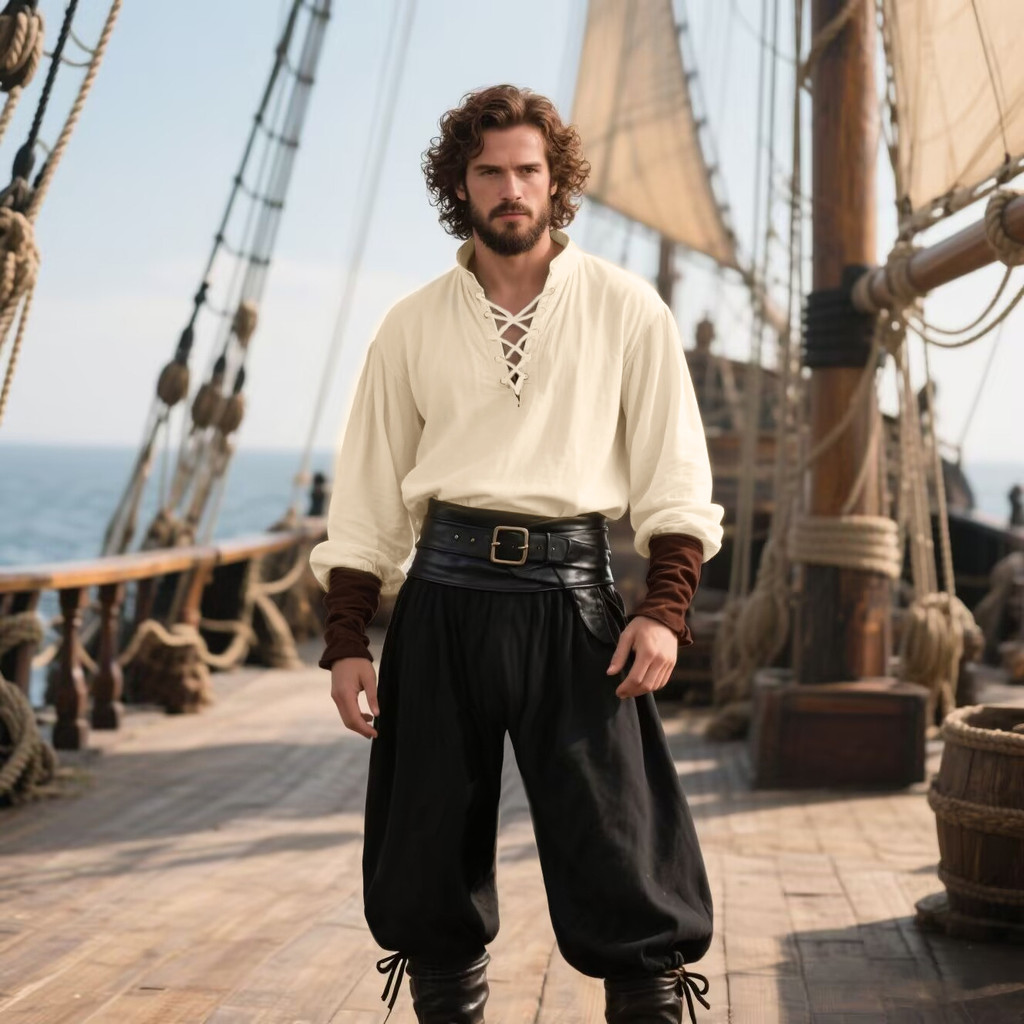 [ฮาโลวีน] Pirates of the Caribbean ชุดโจรสลัดสําหรับผู้ใหญ่ การประกันคุณภาพ XSLI