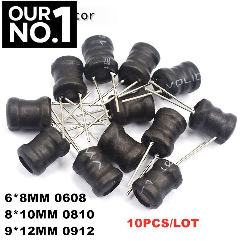 10pcs 0912 9*12 มม.8*10 มม.08010 6*8 มม.0608 I-shape Power Inductor Inductance ทองแดงขดลวด 2.2UH 4.7