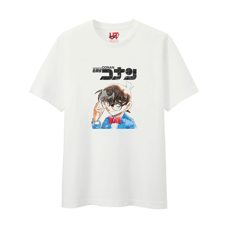 Un0 Detective Conan Anime Co Branded พิมพ์เสื้อยืดแขนสั้น Haibara Ai Kidd ชุดคู่คอกลม