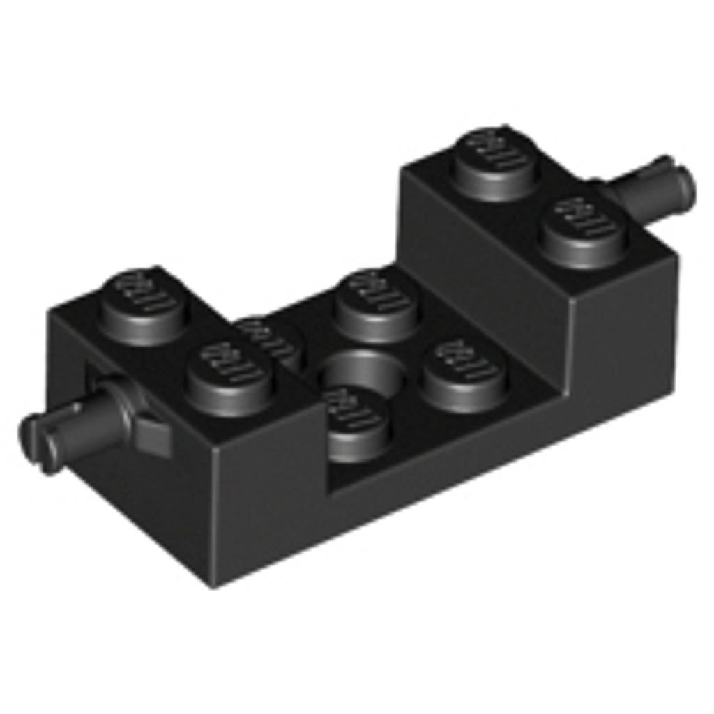 Brick2cube Part - Brick, Modified 2 x 4 with Wheels Holder with 2 x 2 Cutout and Hole - 18892
