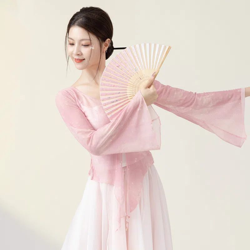古典舞纱衣两穿飘逸女中国舞舞蹈服身韵练功服古风仙气上衣4-14Classical Dance Gauze Dress, Two-Way Wear, Flow, Women's Chinese Danc