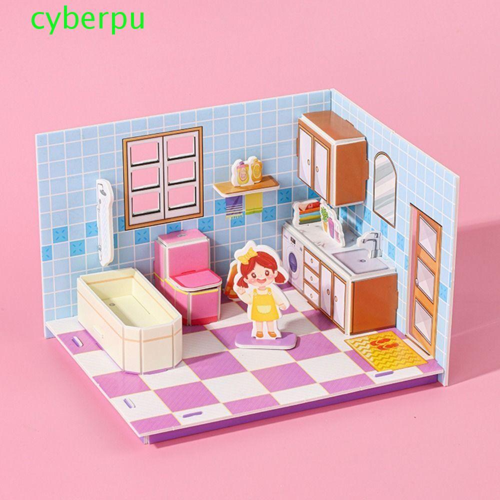 CYBERPULSE 3D Room Model Puzzle Toys, 3D Model Kitchen 3D Room Cardboard, Paper Craft Bedroom Living