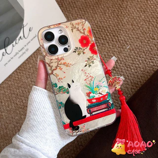 เคสIMDปลาคราฟดอกบัว มงคลเสริมดวงการเงิน ดีไซน์หรูหรา iPhone 7Plus 13 11 15 14 12 Pro Max 8 15 Plus X XS XR Max SE 2022