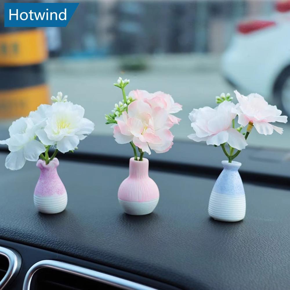 HW 2 ชิ้น Mini Creative Bunny Peach Blossom แจกันรถหัตถกรรมเครื่องประดับ Micro ภูมิทัศน์แดชบอร์ดตกแต