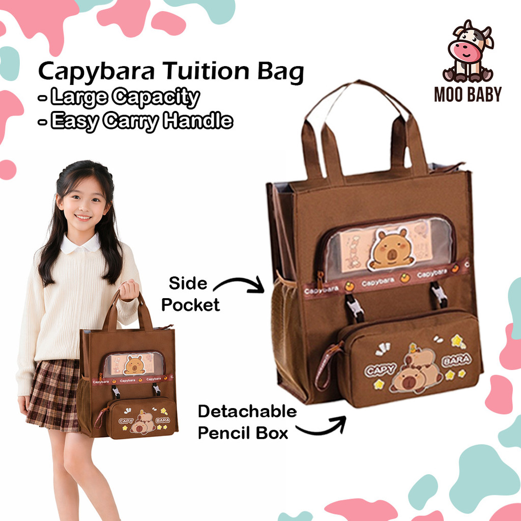 Moo Baby Tuition Beg Capybara Sek Capybara Bag Tuition Bag กระเป๋านักเรียนเด็ก Capybara School Bag T