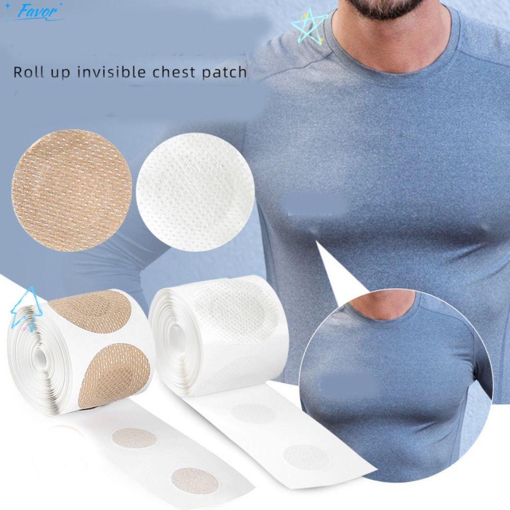 FAVOR 100 ชิ้นผู้ชายจุกนม,Breathable Sweatproof หน้าอกสติกเกอร์,ผิวกันน้ํา Traceless Reusable Breast Patch