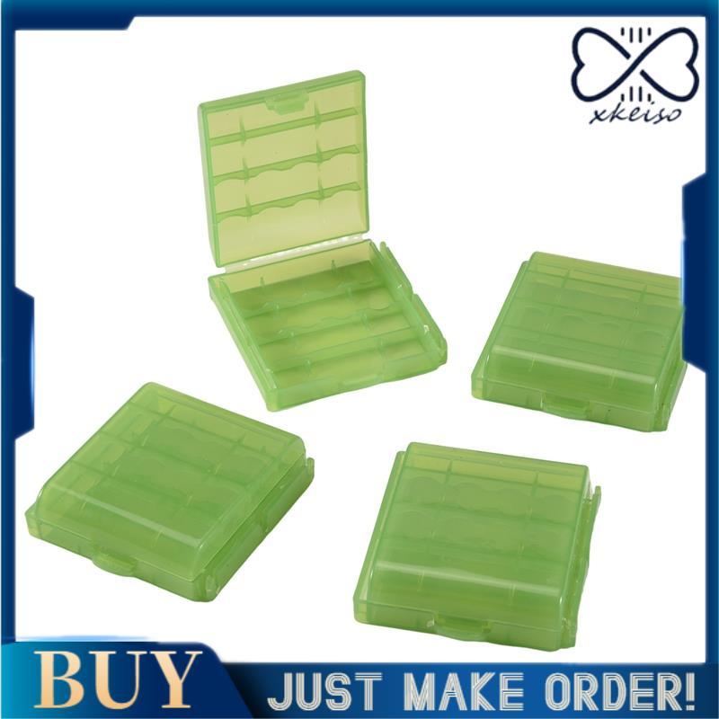แพ็ค 4 ชิ้น AA / AAA Battery Storage Hard Case Box-Green