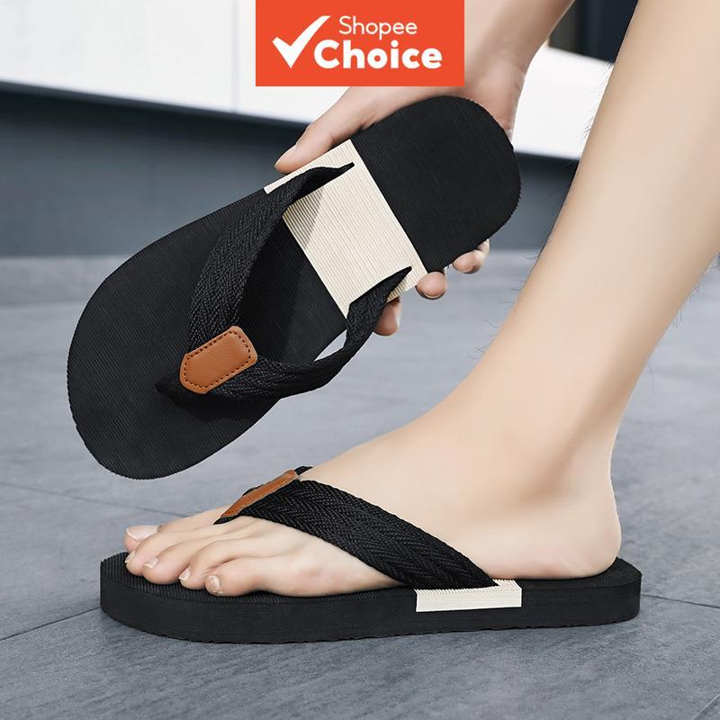 ฤดูร้อนบ้าน & กลางแจ้งผู้ชาย Flip Flops กันลื่นน้ําหนักเบา EVA Sole รองเท้าแตะชายหาด