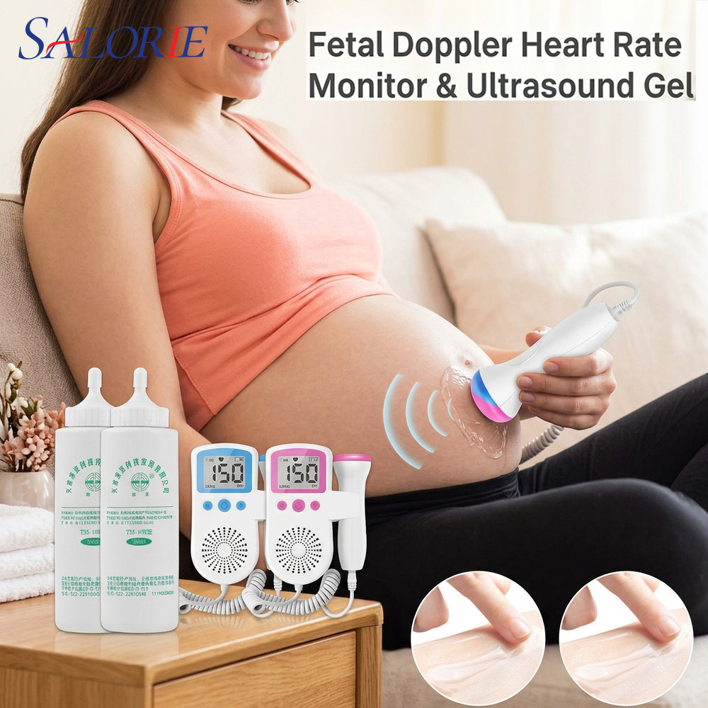 Doppler Fetal Heart Rate Monitor เครื่องตรวจจับเสียงเด็ก 250ml Ultrasound Gel ใช้ Doppler Baby Heart