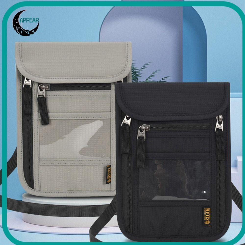 APPEAR กระเป๋าสตางค์คล้องคอสําหรับเดินทางสลิมพร้อมสายคล้องคอแบบปรับได้ RFID Blocking