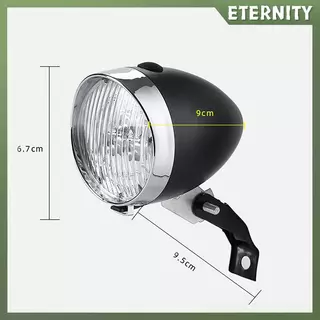 ไฟหน้าจักรยาน retro แบบคลาสสิก โครงสร้างABS พร้อมLED 3 ดวง ไฟเตือนหน้าสำหรับความปลอดภัยในการขี่ตอนกลางคืน (ไม่รวมแบตเตอรี่)