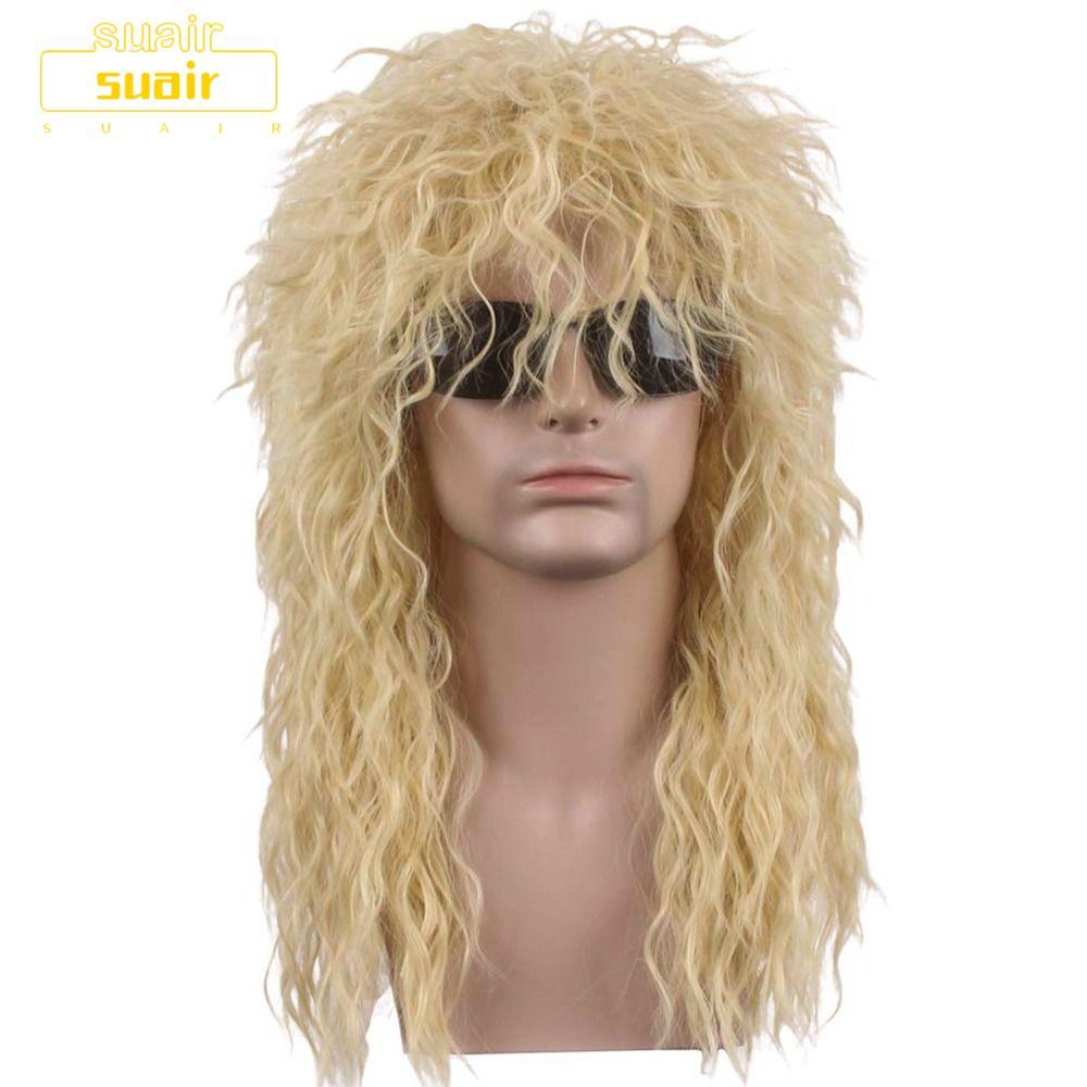 SUAIR 70s 80s Retro Rockstar & Punk Mullet Wig, สไตล์วินเทจสำหรับคอสเพลย์ฮาโลวีน