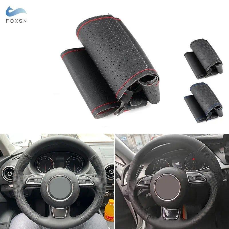 สําหรับ Audi A1 S1 8X A3 S3 8V A4 S4 B8 A5 A6 C7 A7 S7 A8 S8 Q3 8U Q5 8R พวงมาลัยรถปกหนังอุปกรณ์ตกแต