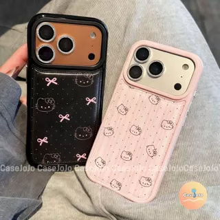 เคสหนังลาย คิตตี้ โบว์สีชมพู เคสนิ่มกันกระแทก สำหรับ iPhone 13 Pro 17 11 14 12 X/Xr/Xs/Xs Max 15 Pro Max 16 Plus ทุกรุ่น