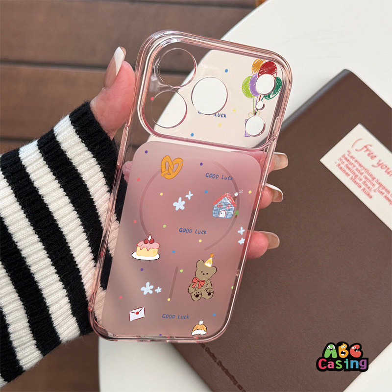 เคสไอโฟน17air เหมาะสำหรับ IPhone 16 17 15 14 13 12 11 Pro Max 15 Plus เคสโทรศัพท์แบบเท็ดดี้แบร์น่ารักๆ สไตล์สาวๆ