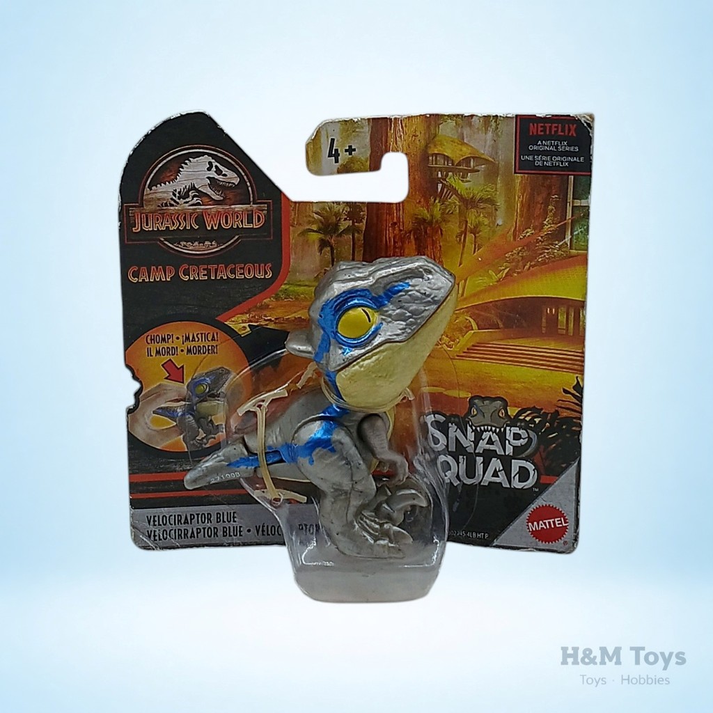 Mattel Jurassic World Snap Squad Velociraptor Blue Camp Cretaceous Figure Original