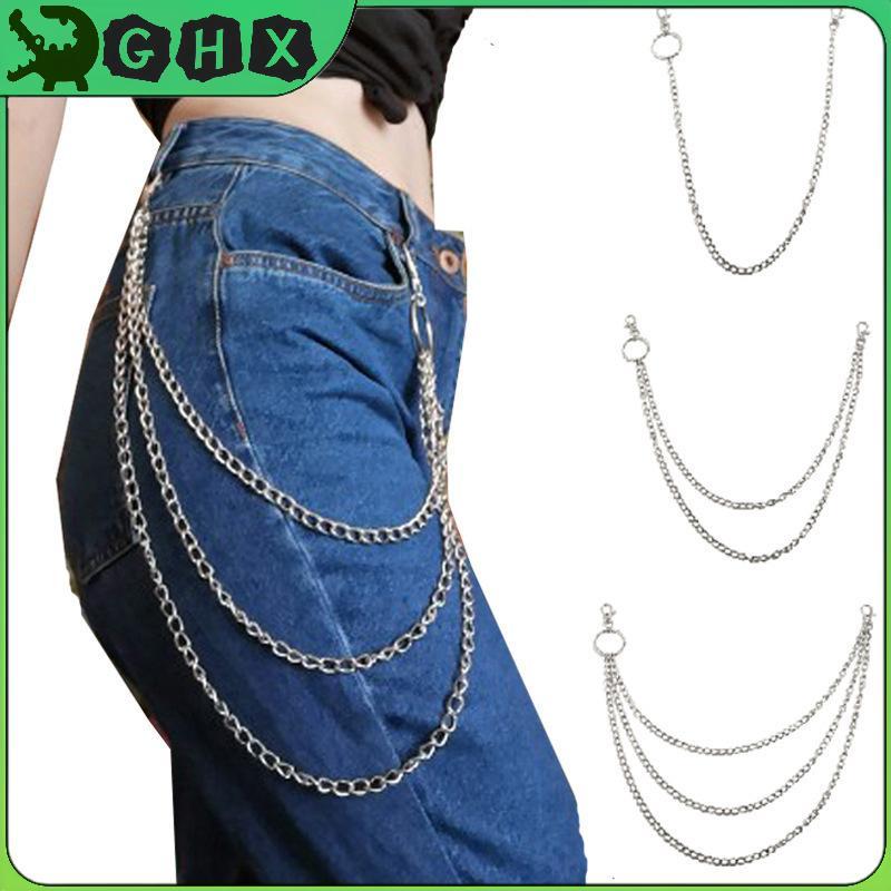 BlowGentlyWind กางเกงเอว link พร้อมเครื่องประดับโลหะสำหรับ Hip Hop Style