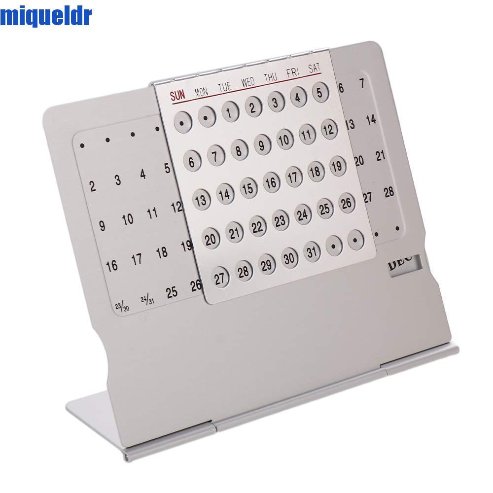 MIQUEL ปฏิทิน Silver Desk Decor ภาษาอังกฤษสําหรับตกแต่งบ้านของขวัญอุปกรณ์สํานักงานปฏิทินถาวร