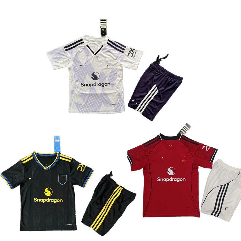 ชุดฟุตบอลเด็ก MU Kids Kit 2025 2026 Children Cunha Mbeumo Home Awwy Third Soccer Jersey