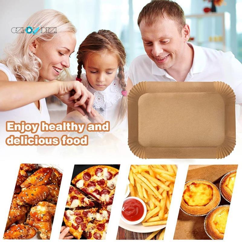 Gzhxdiizi400 ชิ้น Air Fryer กระดาษสําหรับ DZ201/DZ401 Nonstick สี่เหลี่ยมผืนผ้า Air Fryer กระดาษรองอ