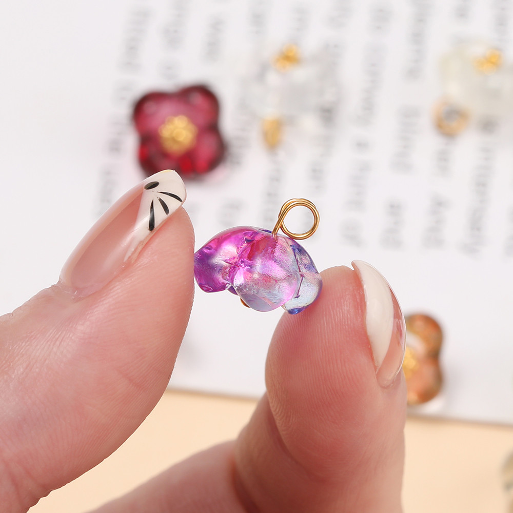 St.kunkka 5 ชิ้น จี้ดอกไม้แก้ว 4 กลีบ มีห่วงทอง วัสดุ DIY สำหรับทำสร้อยข้อมือและงานประดิษฐ์ ราคา ถูกที่สุด ดีลบีเคเค แกลเลอรีภาพที่ 9