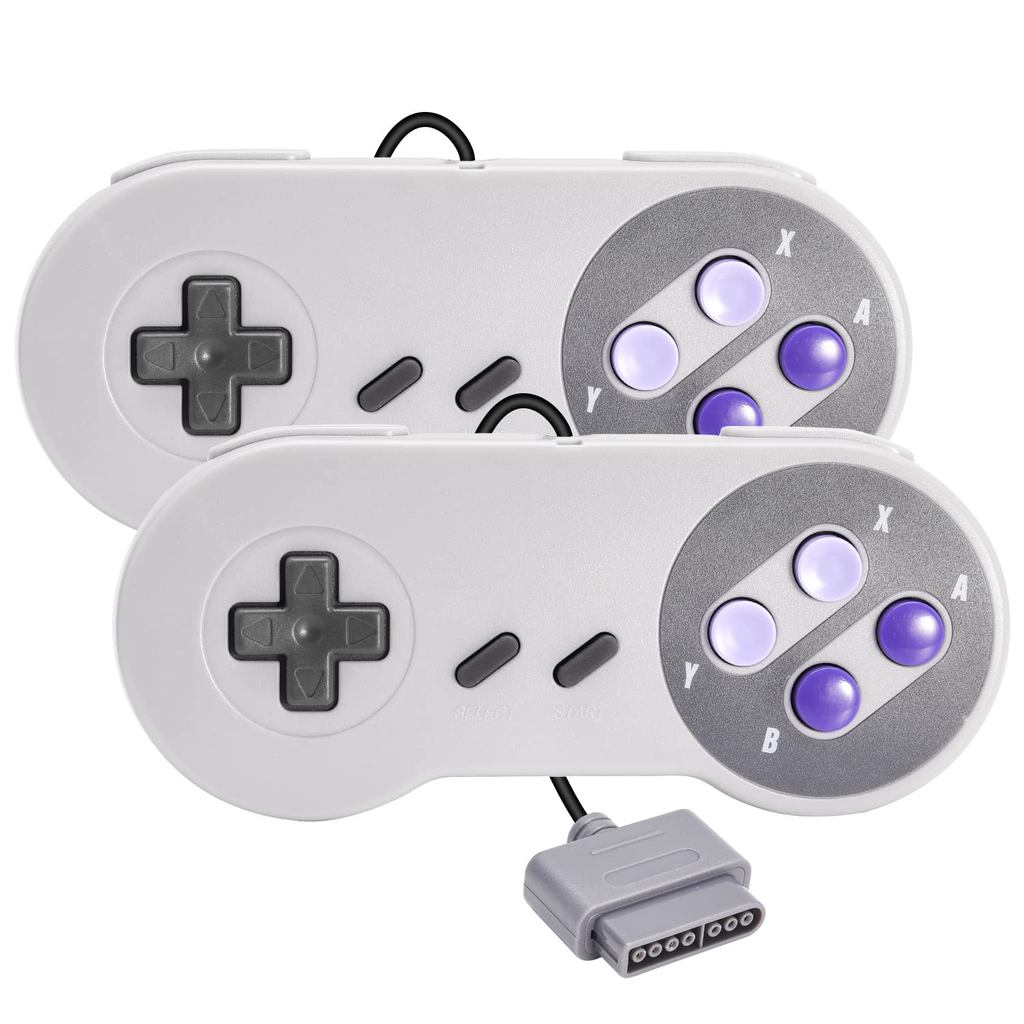2 แพ็คคอนโทรลเลอร์แบบมีสายย้อนยุคสําหรับ SNES Original Console, Kigataá Remote Wired Gamepad Control