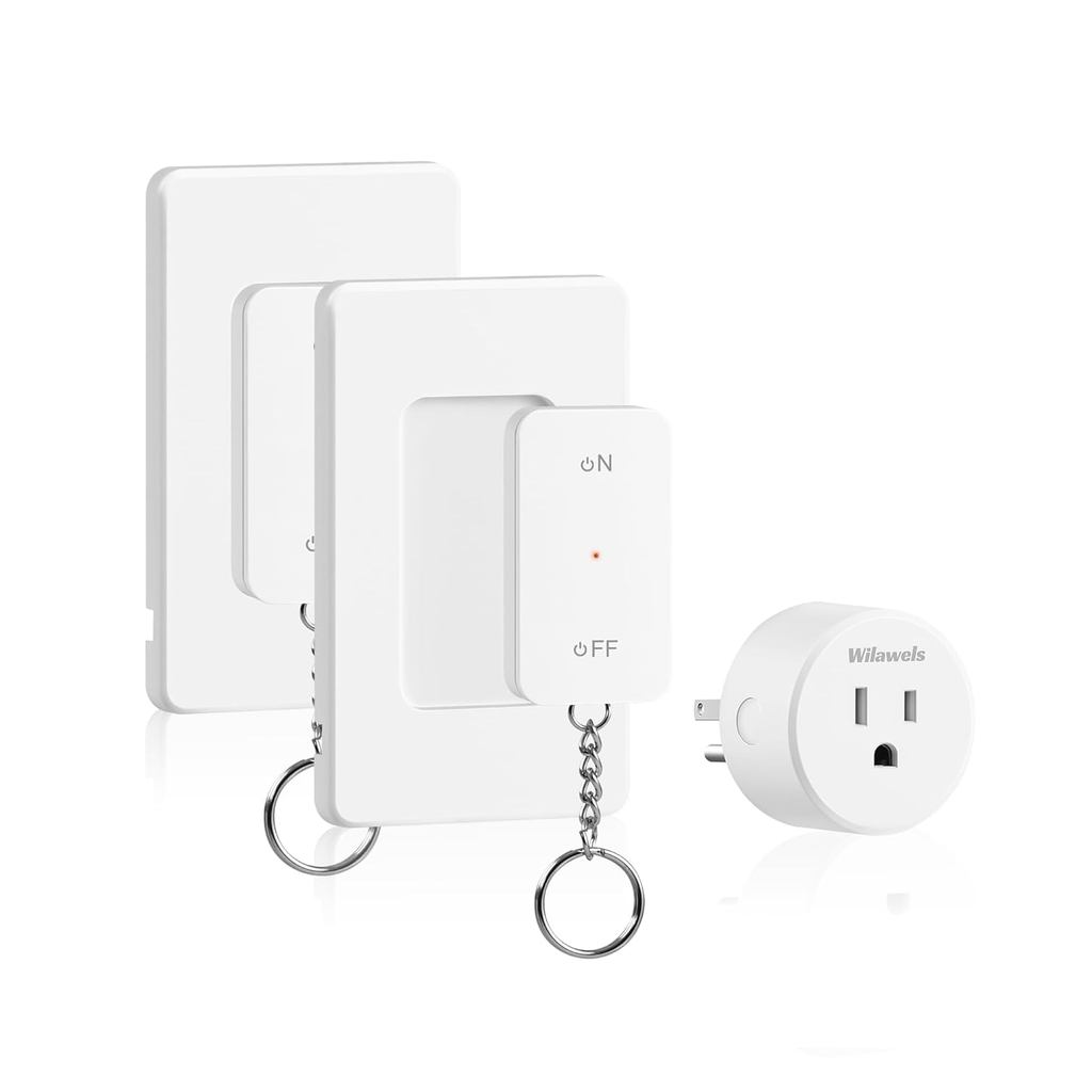 รีโมทคอนโทรล Outlet สวิตช์ไฟติดผนังไร้สาย,ไร้สาย On Off Remote Outlet Switch พร้อมฐานแม่เหล็ก, 100ft