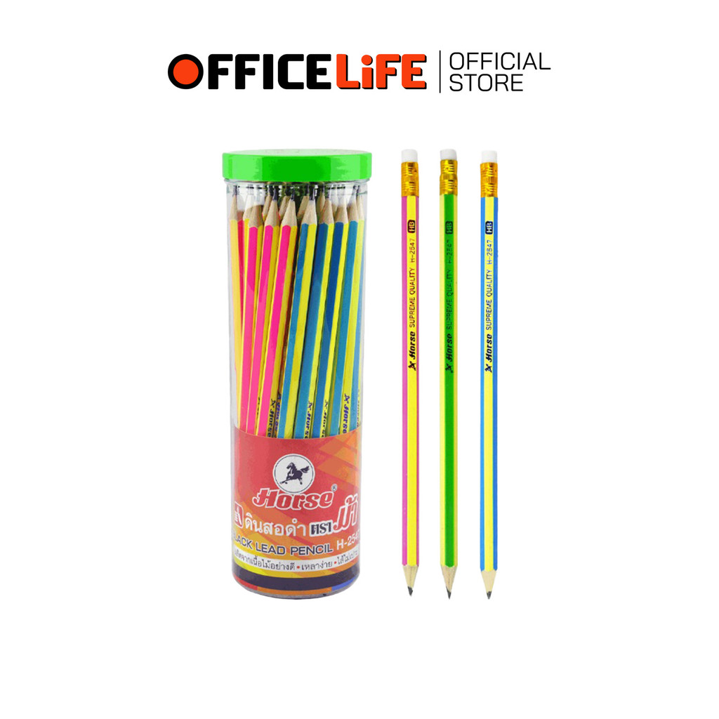 Horse (ตราม้า) ดินสอไม้ ดินสอ รุ่น H-2547 ความเข้ม HB ( 50 ด้าม/กระปุก )