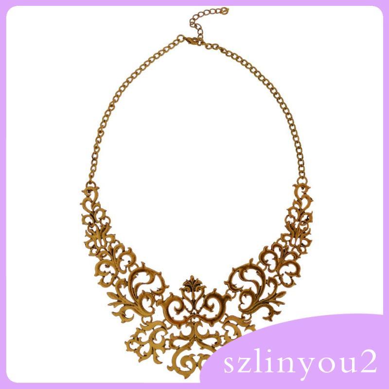แฟชั่น Filigree Pendant Chain Choker Chunky Statement Bib Necklace Jewelry